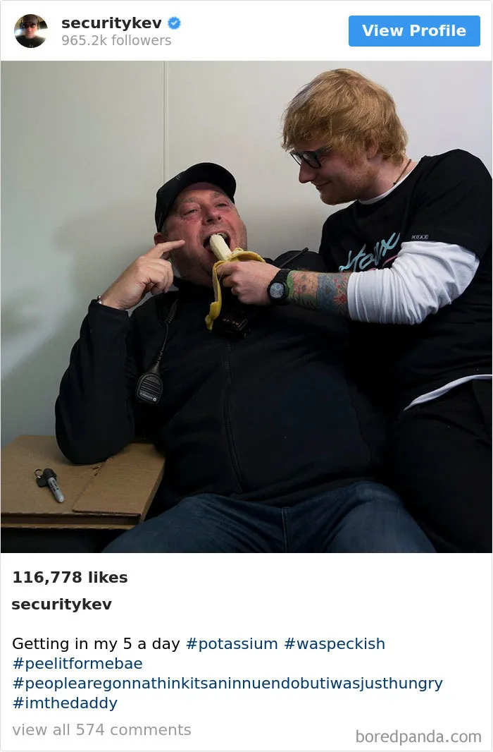 Ed Sheeran’s Security Guard Has An Instagram With 853K Followers, And It’s Better Than His Boss's