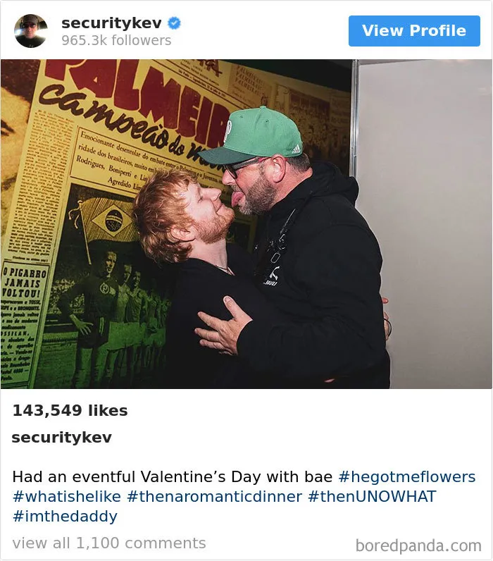 Ed Sheeran’s Security Guard Has An Instagram With 853K Followers, And It’s Better Than His Boss's