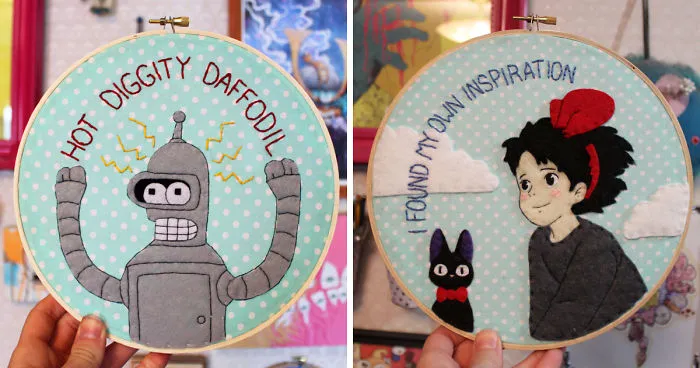 I'm Addicted To Making Embroidery Hoops Of Popular Animated Characters