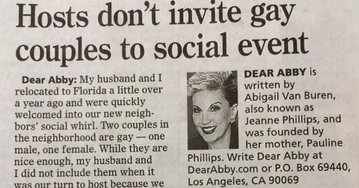 Homophobic Couple Ask “Dear Abby” For Advice On Gay Neighbors, Get A Lesson On Bigotry Instead