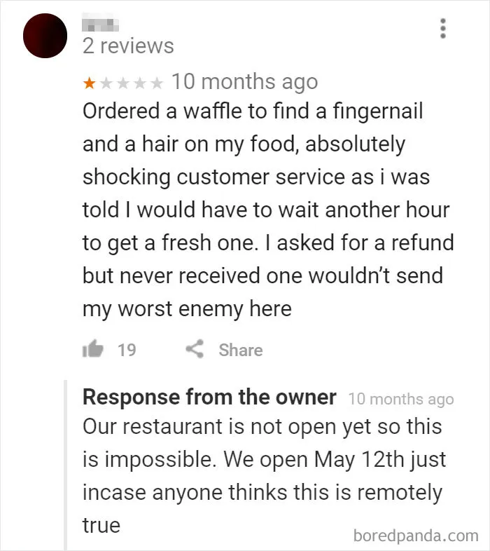 30 Of The Funniest Restaurant Comebacks To Bad Reviews