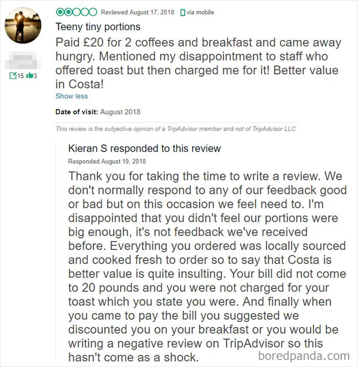 30 Of The Funniest Restaurant Comebacks To Bad Reviews