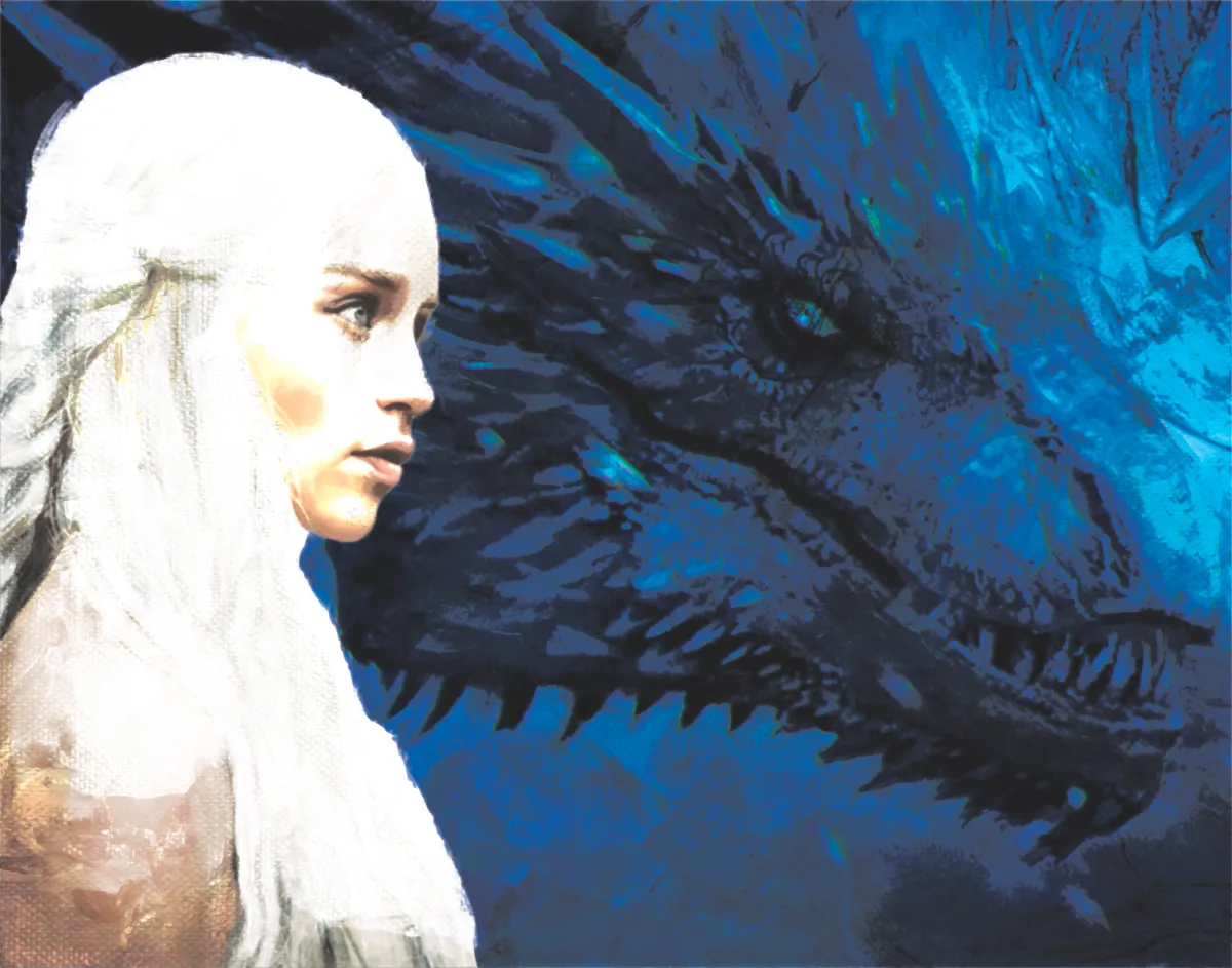 I Painted This "Viserion And Mother Of Dragons" Canvas To Feature The New Season Of The Game Of Thrones Series, Which I Feel Like I Am Addicted To