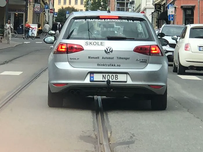 Norway Finally Got Personalized Licensed Plates. Driving In Oslo Today Found This One For A Driving School - Complete With Student Driver