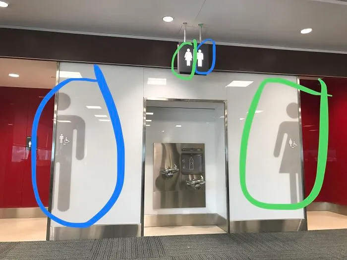 Just Watched A Guy Go Into The Wrong Bathroom At Toronto Pearson Airport. He Was Looking At The Top Sign