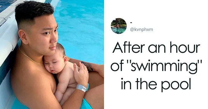 Father Posts A Pic Showing How His Kid Sleeps On Him, 30 Dads Join The Hilarious Thread
