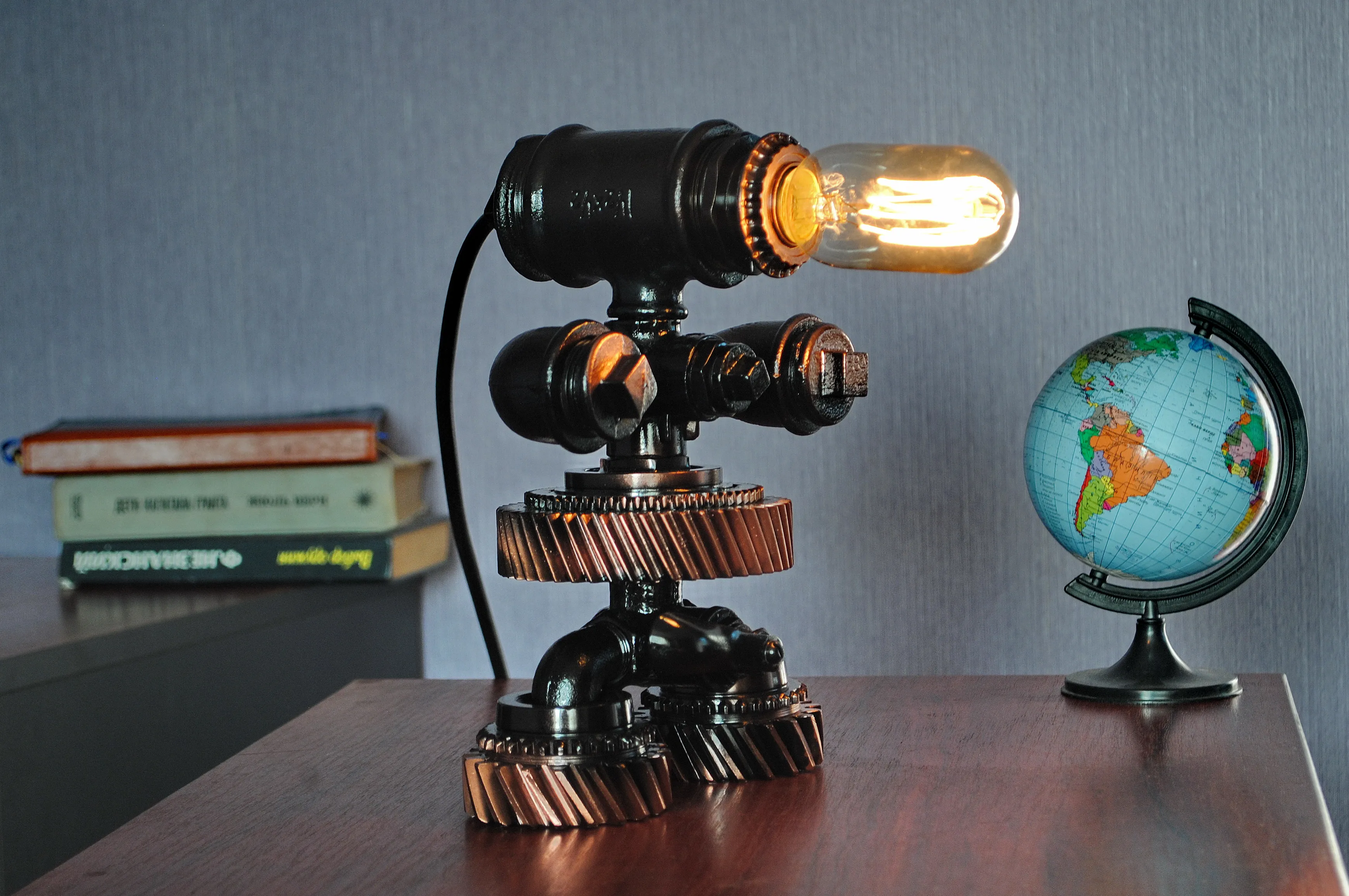 Steampunk Decor Machine Age Lamps Steam Punk Lamp Desk Accessories Steel Pipe Desk Lamp Steampunk Lamp Designs Rustic Lamp Decor Edison Bulb Pipe Lamp Steampunk Lamp Parts Pipe Lamp DIY
