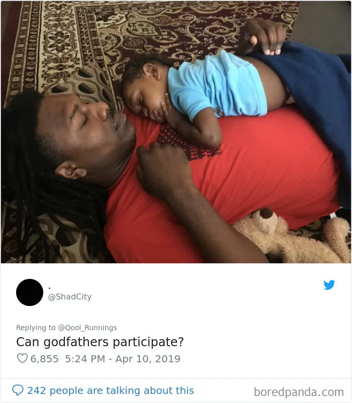 Father Posts A Pic Showing How His Kid Sleeps On Him, 30 Dads Join The Hilarious Thread