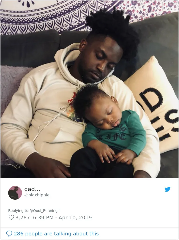 Father Posts A Pic Showing How His Kid Sleeps On Him, 30 Dads Join The Hilarious Thread