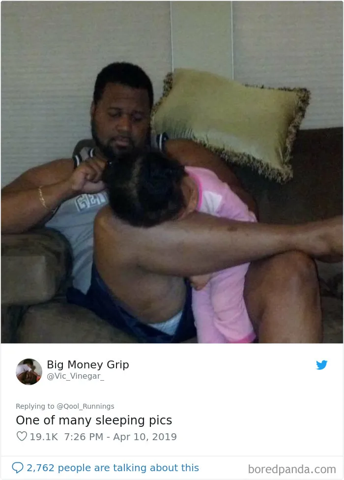 Father Posts A Pic Showing How His Kid Sleeps On Him, 30 Dads Join The Hilarious Thread