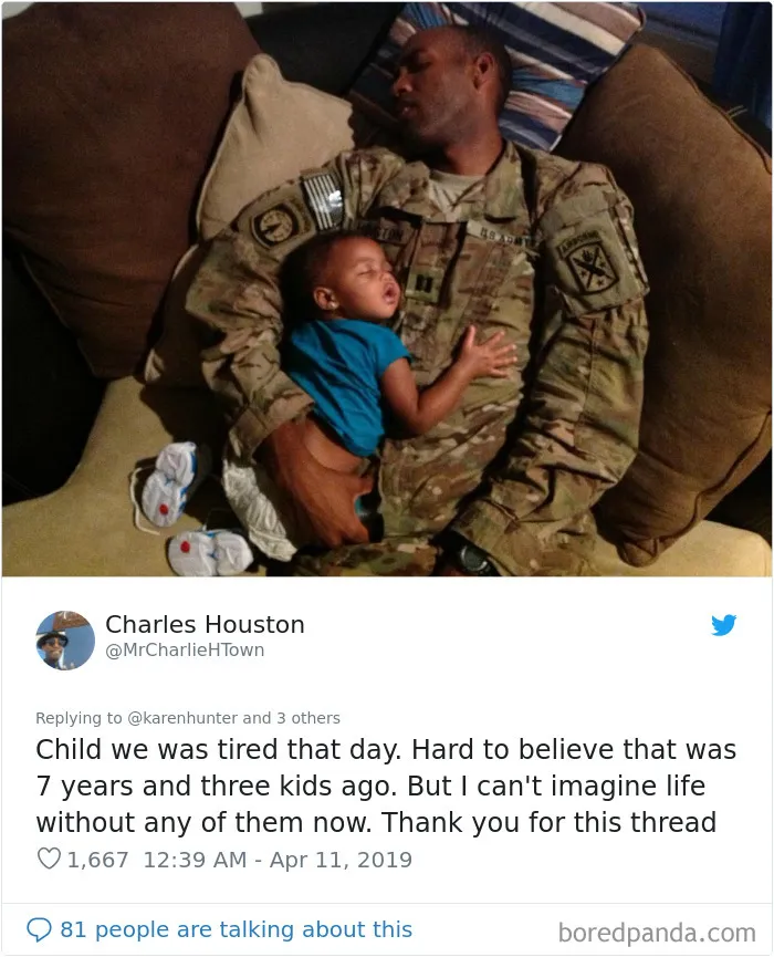 Father Posts A Pic Showing How His Kid Sleeps On Him, 30 Dads Join The Hilarious Thread