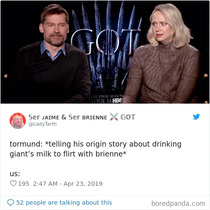 30 Of The Funniest Tormund And Brienne From GoT Memes
