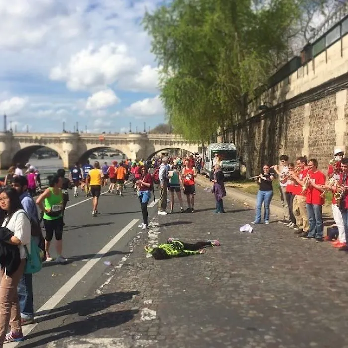 Durante el maratón de París