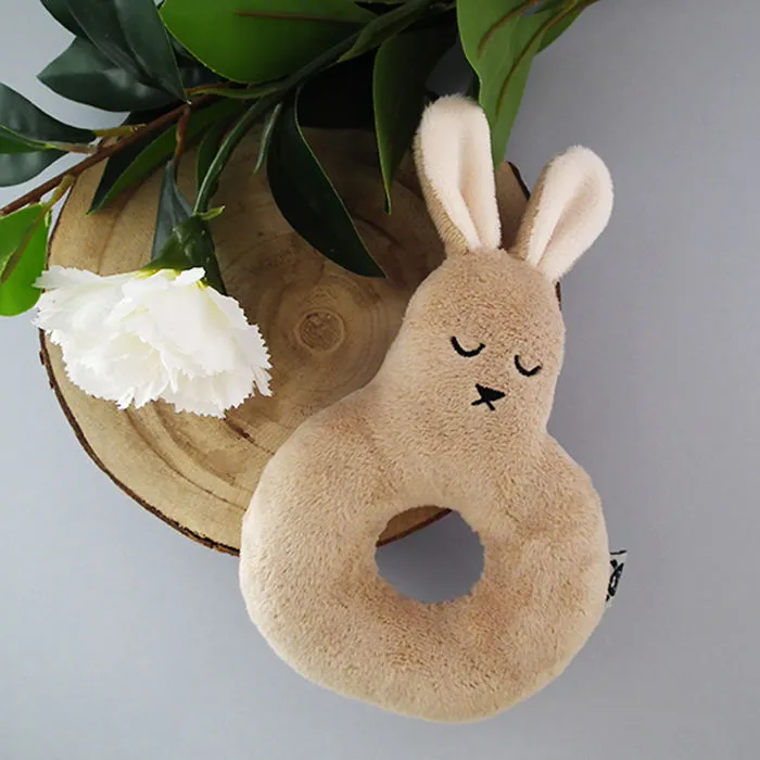 Peach Bunny Baby Rattle