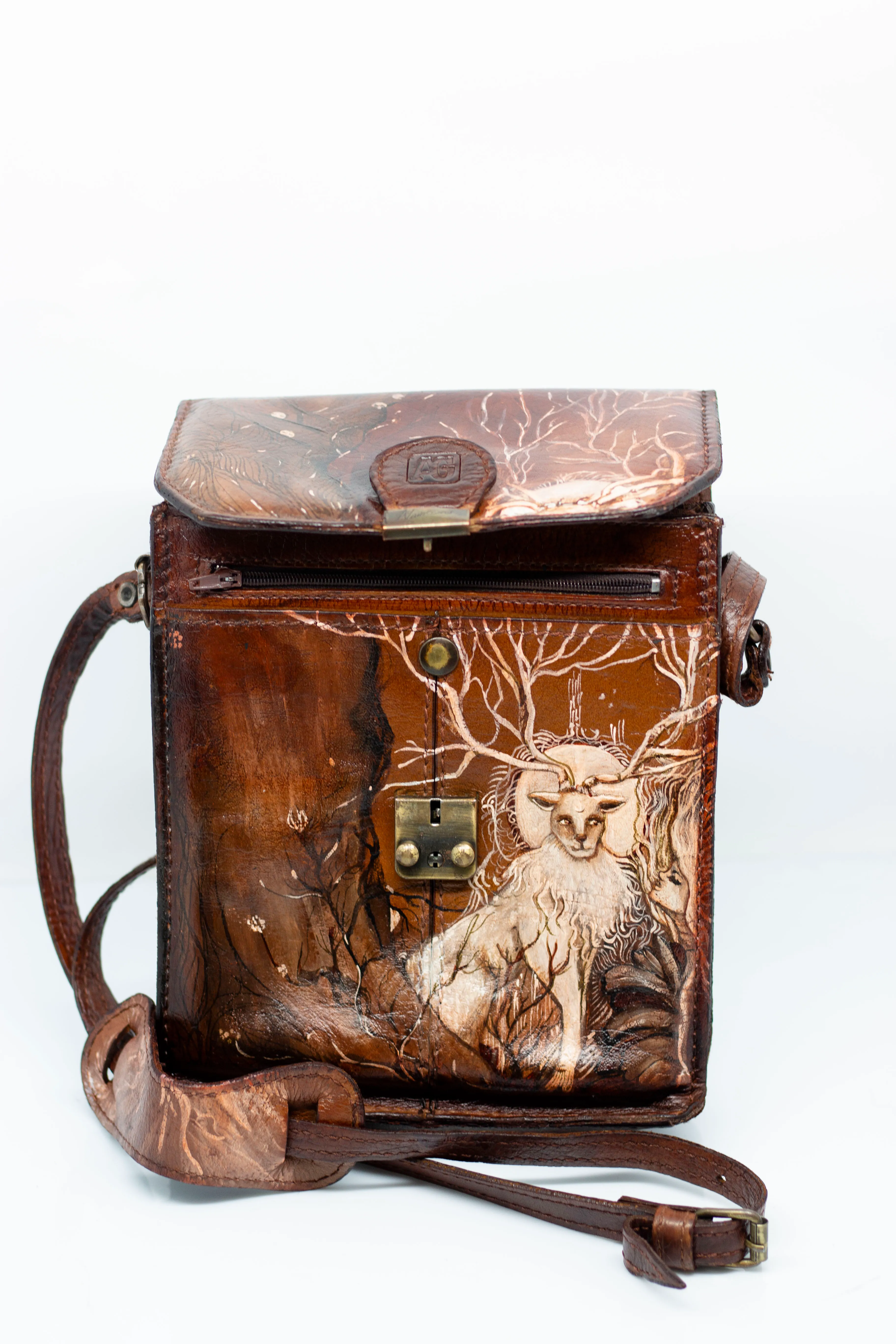 I Made A Hommage To The Ghibli Movie : Princess Mononoke. Its A Painting On A Old Leatherbag. I Repaired The Bag And Gave It New Life With The God Of The Forest...