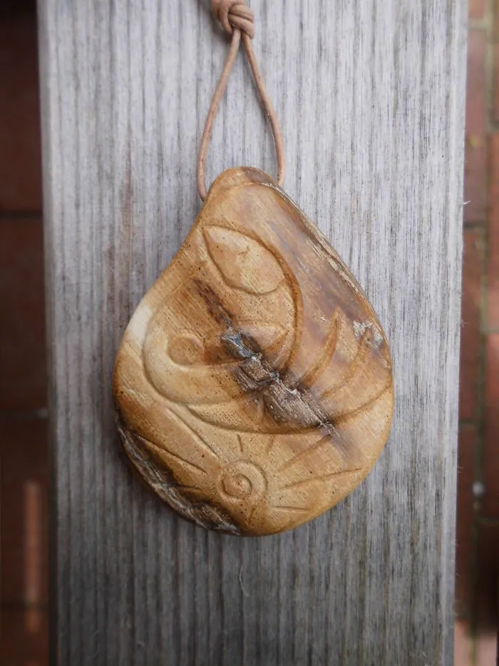 Mammoth Ivory Pregnancy Charm, Engraved With The Names Of The Children Born On The Back