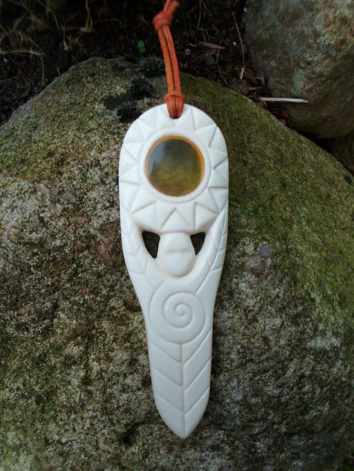 Sun Carrier, Stag Bone With Amber
