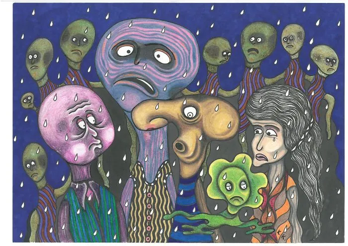 The Gloomy Area, A Scene From A Longer Story From The World Of Fantasy, Amateur Illustration 2016.