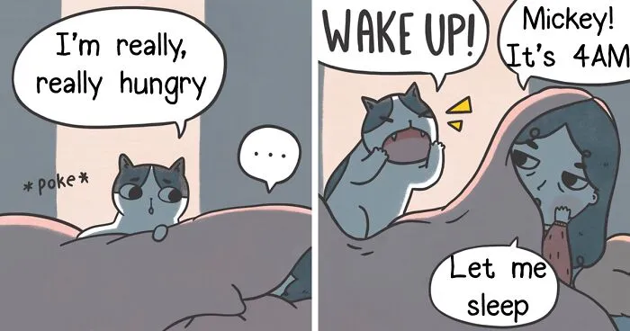 I Make Wholesome Comics About Two Rescue Cats And Their Human Who Understands Cat-Speak