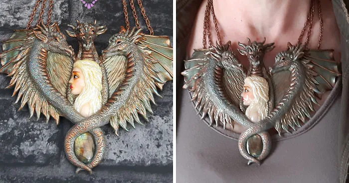 I Created Mother Of Dragons Necklace From Polymer Clay