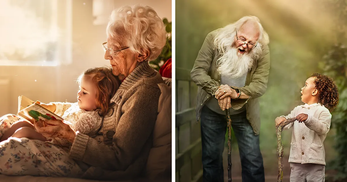 Retrato a abuelos con sus nietos porque nadie nunca me fotografió con los míos (27 imágenes)