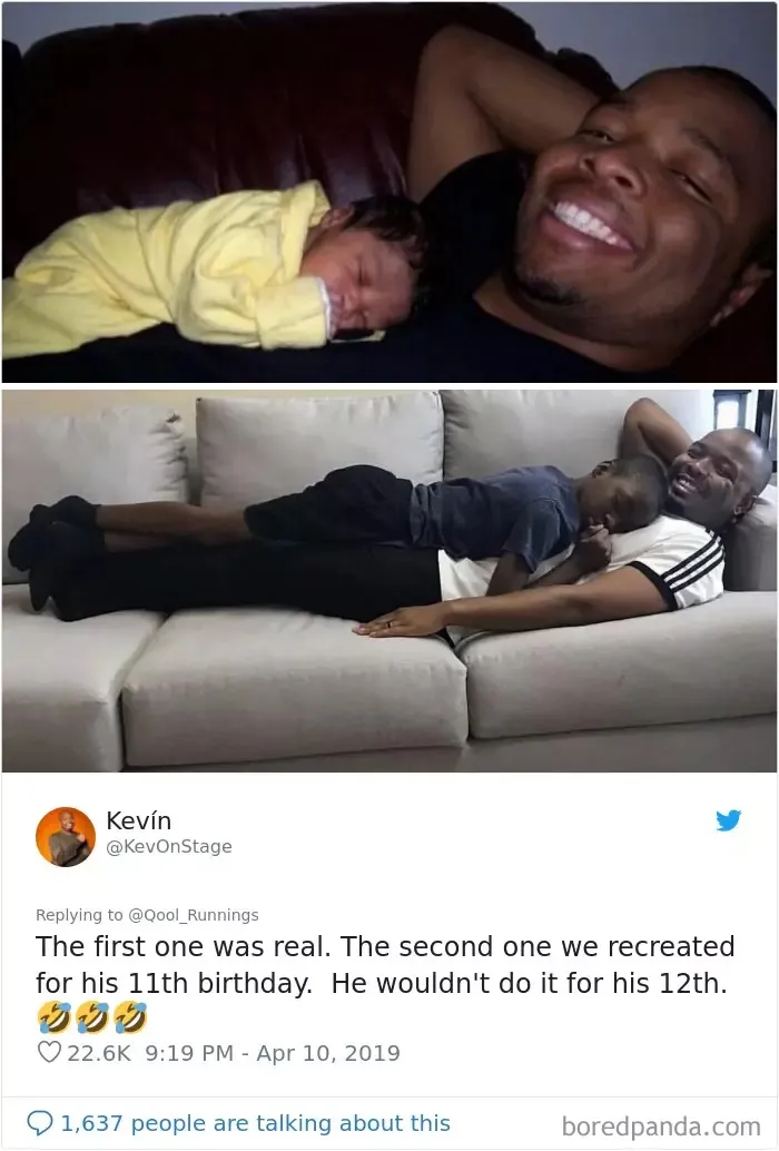 Father Posts A Pic Showing How His Kid Sleeps On Him, 30 Dads Join The Hilarious Thread