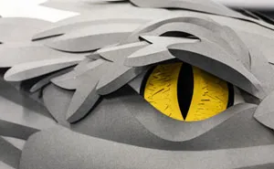 On Monday Morning, We Arrived At Work To Find A Fire-Breathing Dragon Built With 1200 Paper Sheets