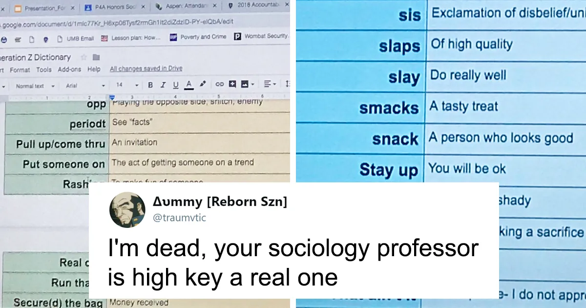 Professor Documents The Slang His Students Use In A Hilarious List