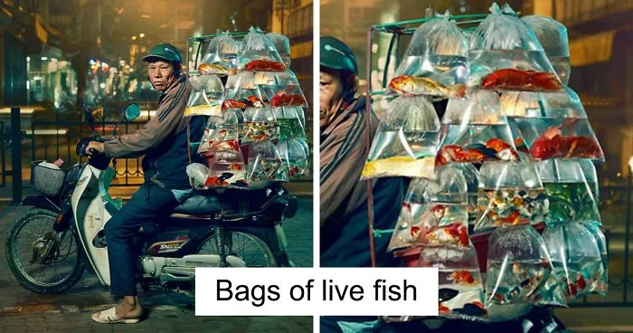 Photographer Captures Moped Delivery Drivers In Hanoi Before They're Banned