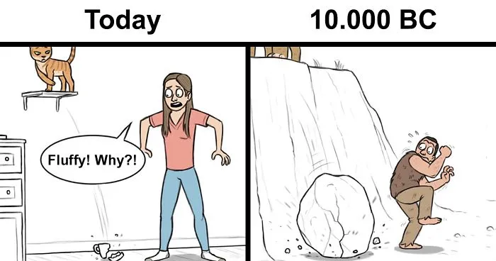 The Differences Between Prehistoric And Today's Cats Explained In A Hilarious Comic