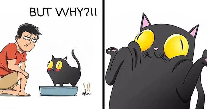 30 Comics That Show What Living With A Cat Is Really Like