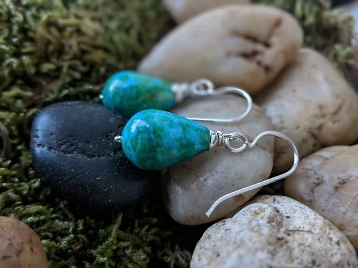 Blue-Green Jasper Gemstones With 925 Sterling Silver