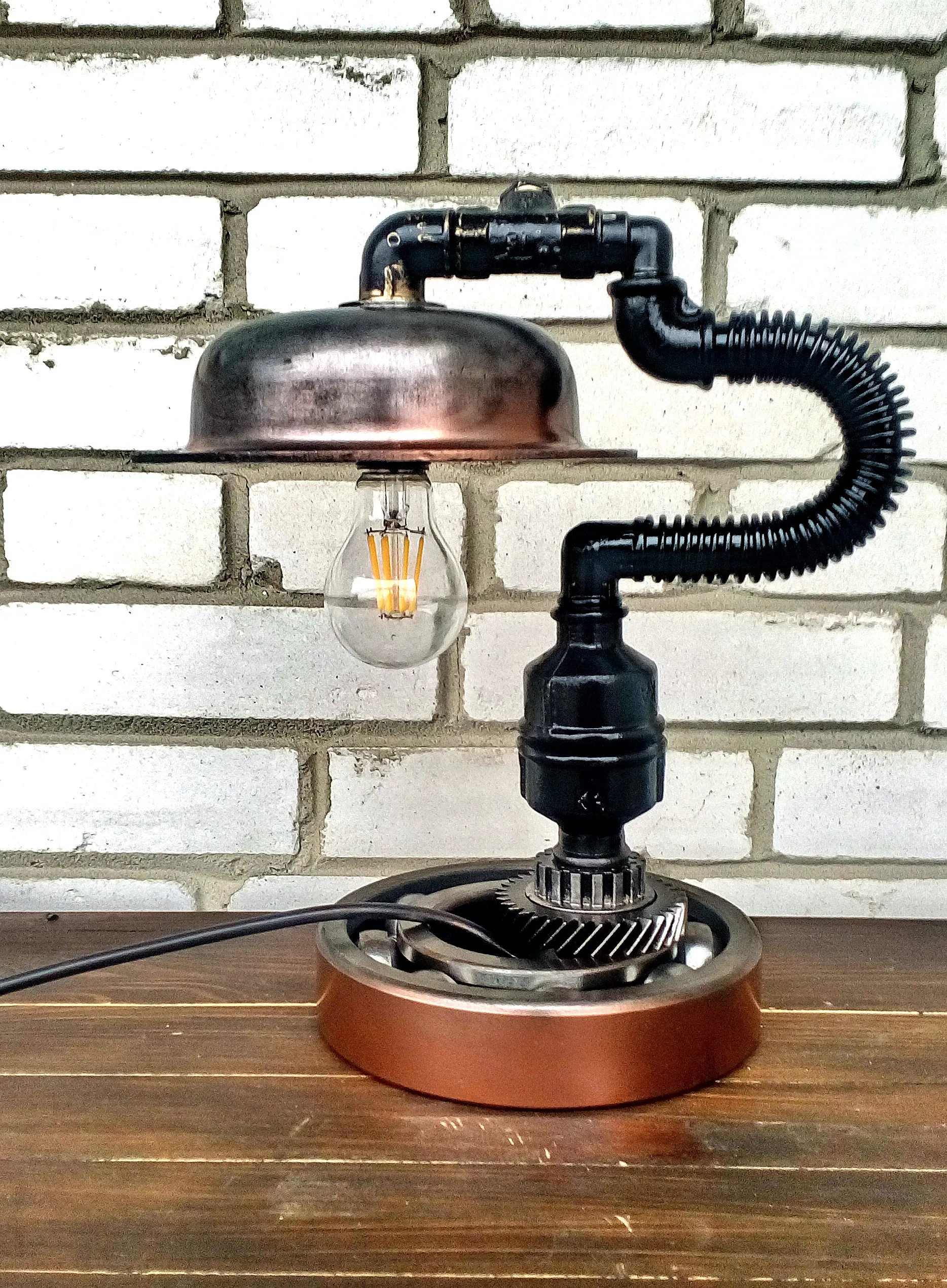 Desk Lamp Lighting Steampunk Lamp Saint Patrick's Day Gift Table Lamp Edison Light Vintage Light Pipe Lamp Bedside Lamp Rustic Light Loft Light Steampunk Table Lamp Antique Lamps Ooak Gift