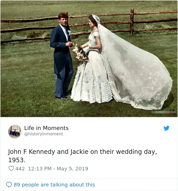 John F Kennedy y Jackie en el día de su boda, 1953