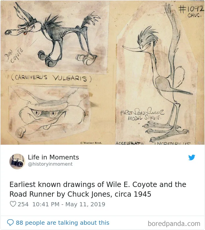 Los primeros dibujos conocidos del Coyote y el Correcaminos, por Chuck Jones, 1945 aprox.