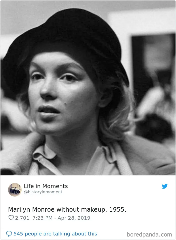 Marilyn Monroe sin maquillaje, 1955