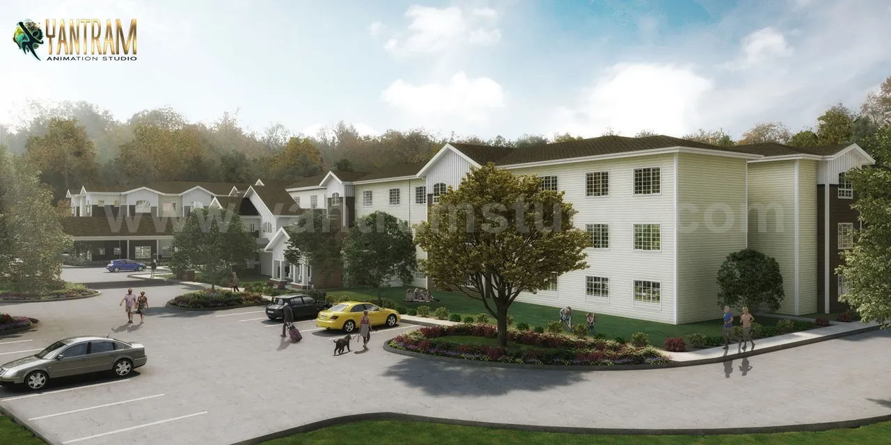 Active Adult Living Residential Community Of 3D Exterior Designs By Architectural Studio