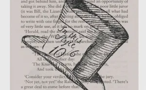 Alice In Wonderland Artwork Printed On Top Of Book Pages