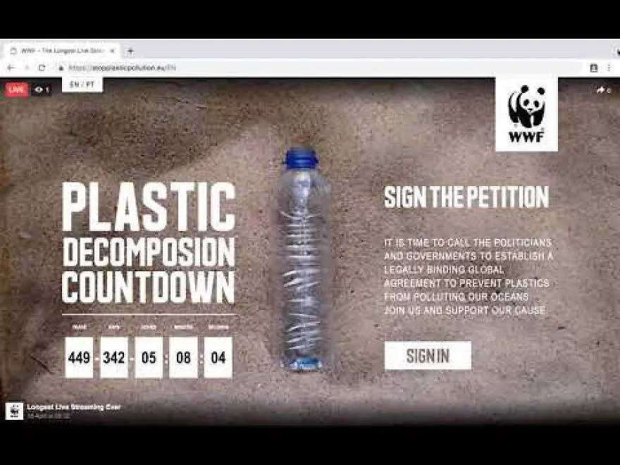 There Are Thousands Looking At A Plastic Bottle Decomposing In Livestream. (Spoiler: It Will Take 450 Years)