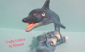 Polymer Clay Handmade Whimsical Dolphin Figurine Ooak