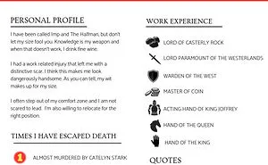 I Work In The Recruitment Industry, So I Imagined The Resumes Of Game Of Thrones Characters (10 Pics)