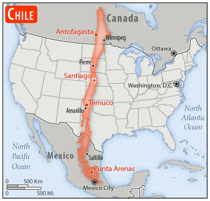 30 países comparados con Estados Unidos en una perspectiva a escala real