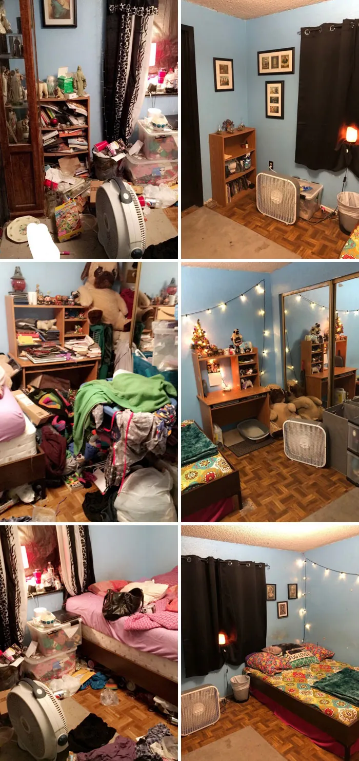 Depression And Anxiety Related Mess. I Feel Like I Can Breathe In My Room And It’s Become My Little Oasis. Now To Scrub And Repaint The Walls And Replace The Beat Up Rug