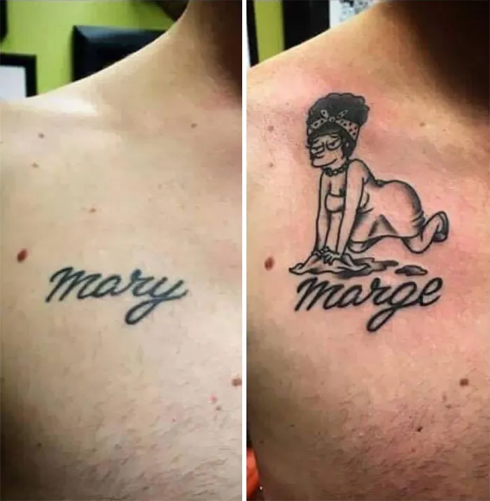 30 Personas que cubrieron los tatuajes de sus exparejas cuando todo salió mal
