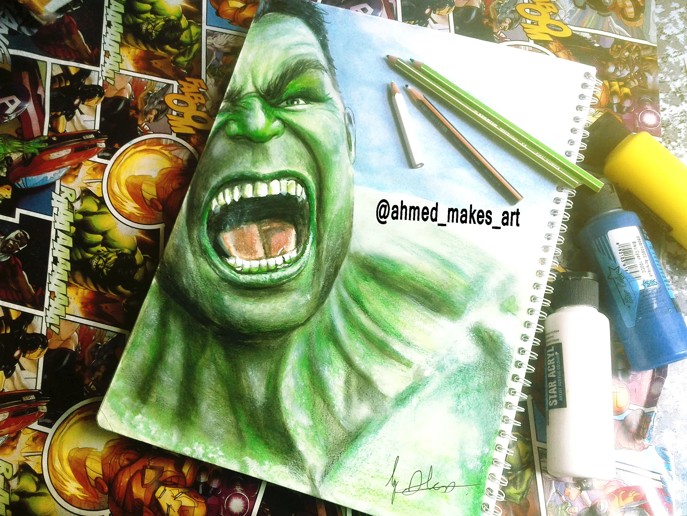 Hulk Realistic Creative Drawing By Ahmed Matoui