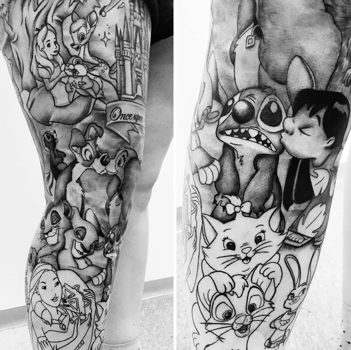 Full Leg Disney Tattoo