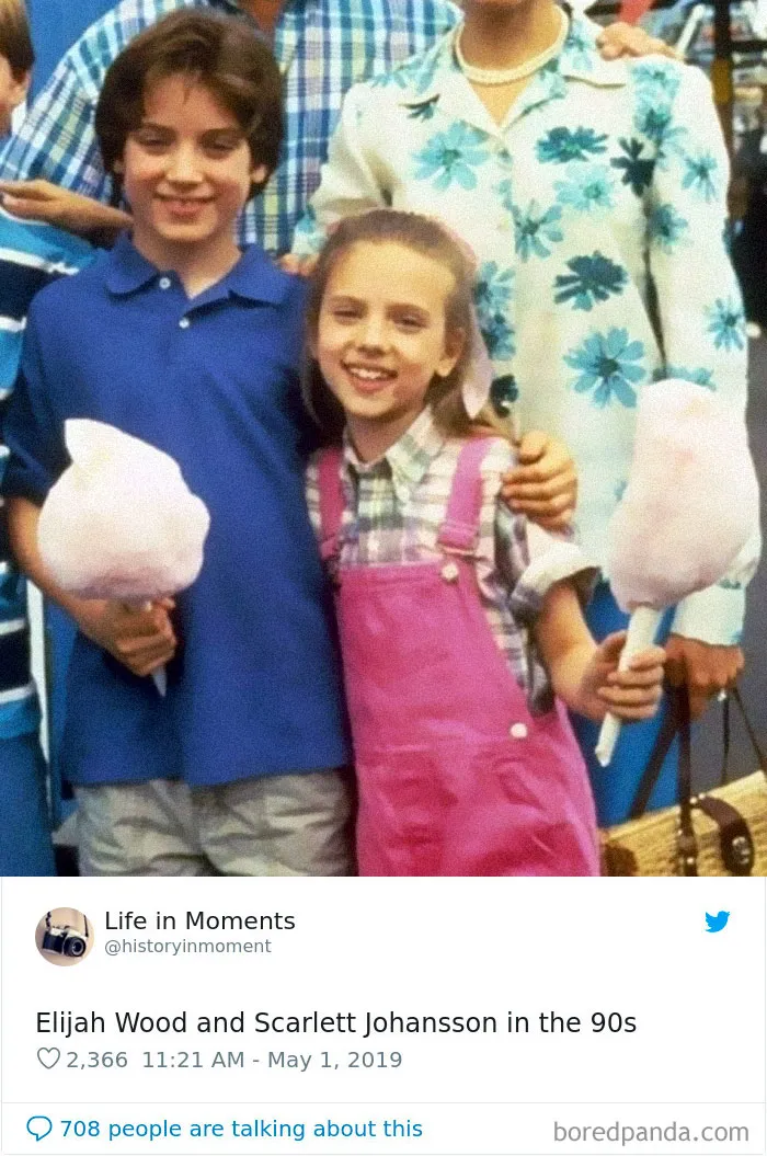 Elijah Wood y Scarlett Johansson en los 90