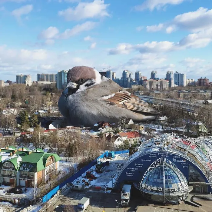 41 Stunning Photo Manipulations Of Fantastic Creatures Taking Over St. Petersburg By Russian Artist