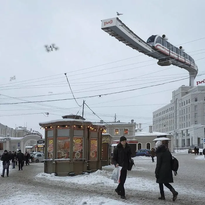 41 Stunning Photo Manipulations Of Fantastic Creatures Taking Over St. Petersburg By Russian Artist