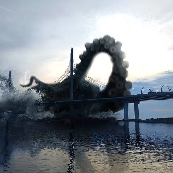 41 Stunning Photo Manipulations Of Fantastic Creatures Taking Over St. Petersburg By Russian Artist